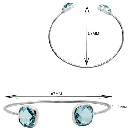 Premium Quality Sky Blue Topaz Briolette Cuff Bangle Bracelet B-1004 13-EB10058