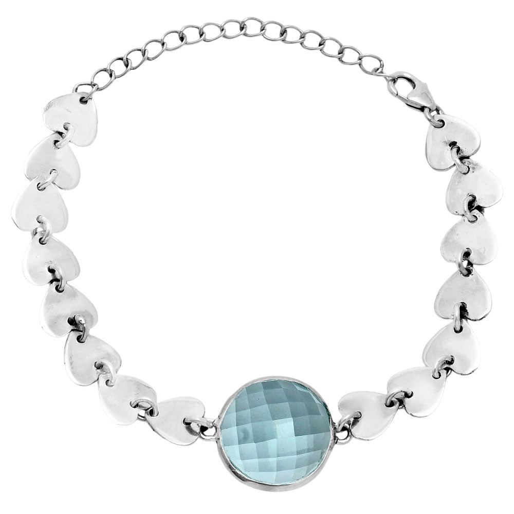 Premium Heart - Sky Blue Topaz Checker Bracelet B-1044 13-EB10062