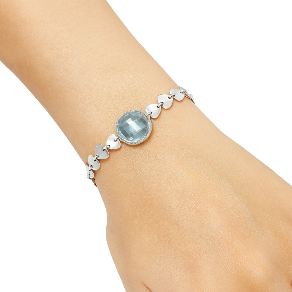Premium Heart - Sky Blue Topaz Checker Bracelet B-1044 13-EB10062