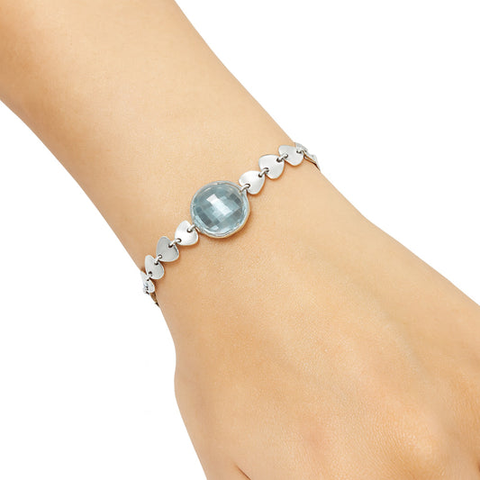 Premium Heart - Sky Blue Topaz Checker Bracelet B-1044 13-EB10062