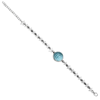 Premium Quality Star - Sky Blue Topaz Checker Bracelet B-1044 13-EB10063