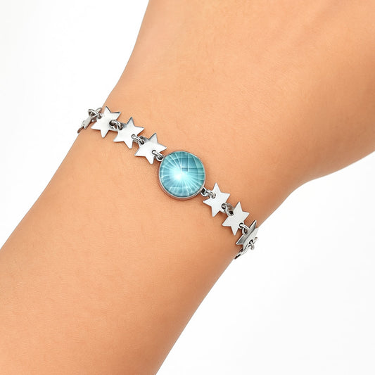 Premium Quality Star - Sky Blue Topaz Checker Bracelet B-1044 13-EB10063