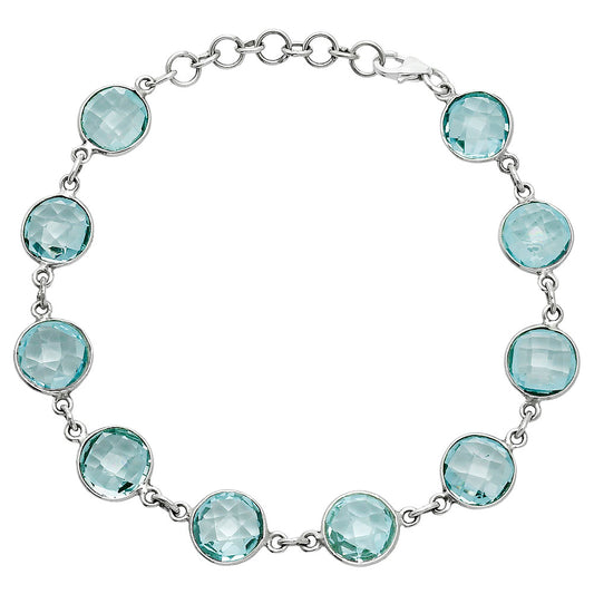 Premium Sky Blue Topaz Checker Briolette Bracelet B-1001 13-EB10064