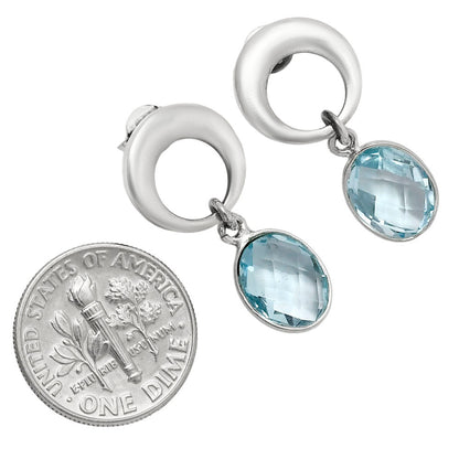 Premium Quality Sky Blue Topaz Checker Briolette Earrings E-1259 13-EE10124