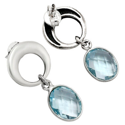 Premium Quality Sky Blue Topaz Checker Briolette Earrings E-1259 13-EE10124