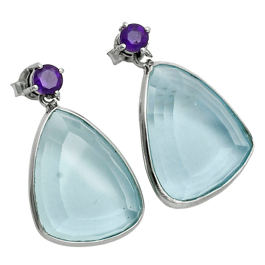 Premium Sky Blue Topaz & Amethyst Earrings E-1256 13-EE10144