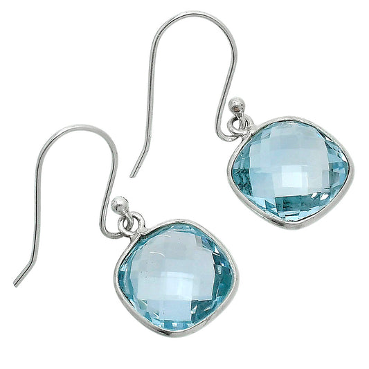 Premium Sky Blue Topaz Checker Briolette Earrings E-1001 13-EE10147