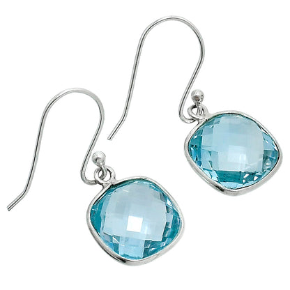 Premium Sky Blue Topaz Checker Briolette Earrings E-1001 13-EE10147