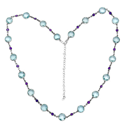 Premium Quality Sky Blue Topaz Briolette & Amethyst Necklace N-1024 13-EN10040