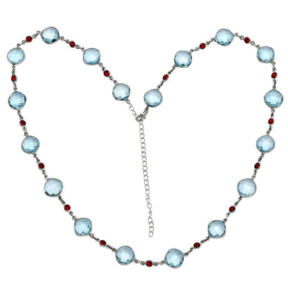 Premium Quality Sky Blue Topaz Briolette & Garnet Necklace N-1024 13-EN10041