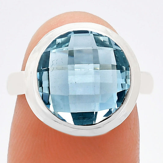 Premium Quality Sky Blue Topaz Checker Briolette Ring size-7 R-1007 13-ER10099