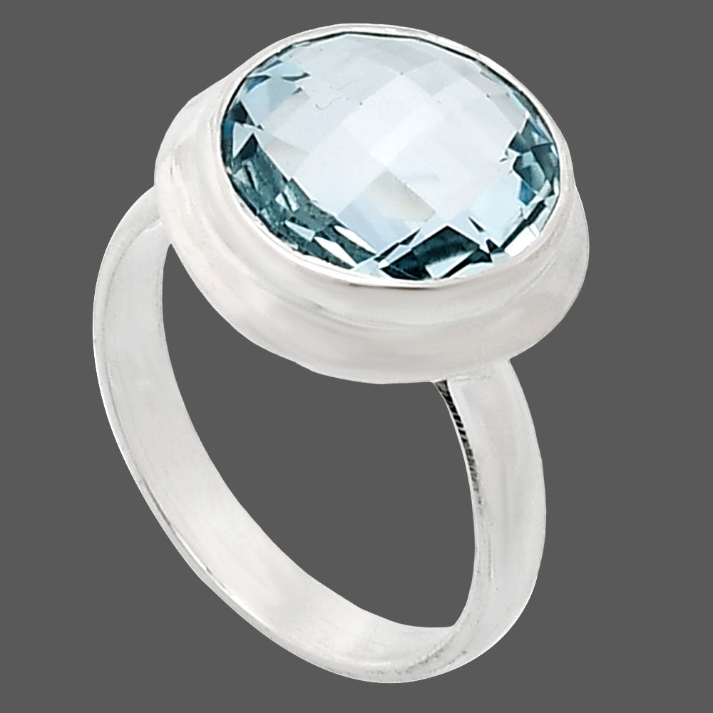 Premium Quality Sky Blue Topaz Checker Briolette Ring size-7 R-1007 13-ER10099