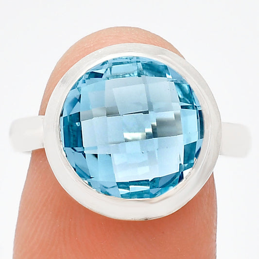 Premium Quality Sky Blue Topaz Checker Briolette Ring size-9 R-1007 13-ER10101