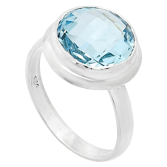 Premium Quality Sky Blue Topaz Checker Briolette Ring size-9 R-1007 13-ER10101