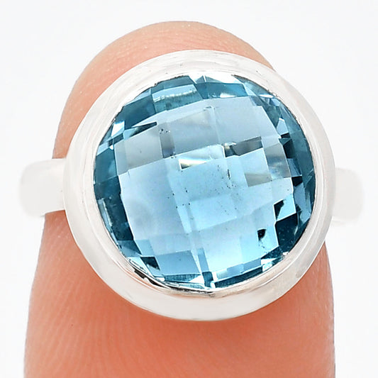 Premium Quality Sky Blue Topaz Checker Briolette Ring size-7 R-1007 13-ER10102