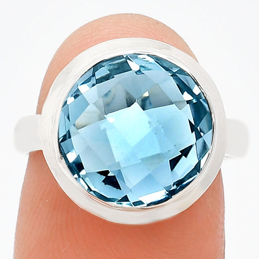 Premium Quality Sky Blue Topaz Checker Briolette Ring size-7 R-1007 13-ER10103