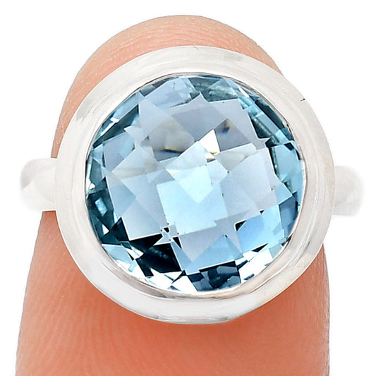 Premium Quality Sky Blue Topaz Checker Briolette Ring size-7 R-1007 13-ER10104