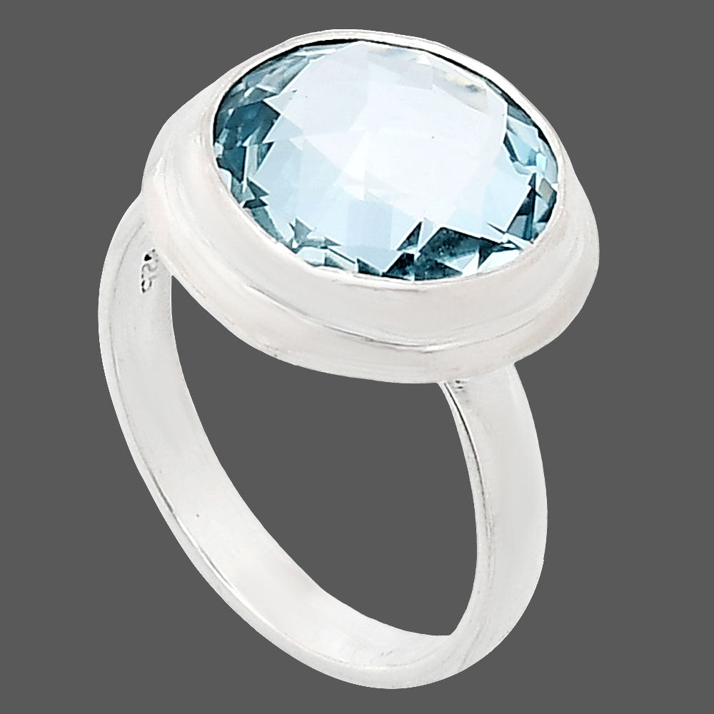 Premium Quality Sky Blue Topaz Checker Briolette Ring size-7 R-1007 13-ER10104