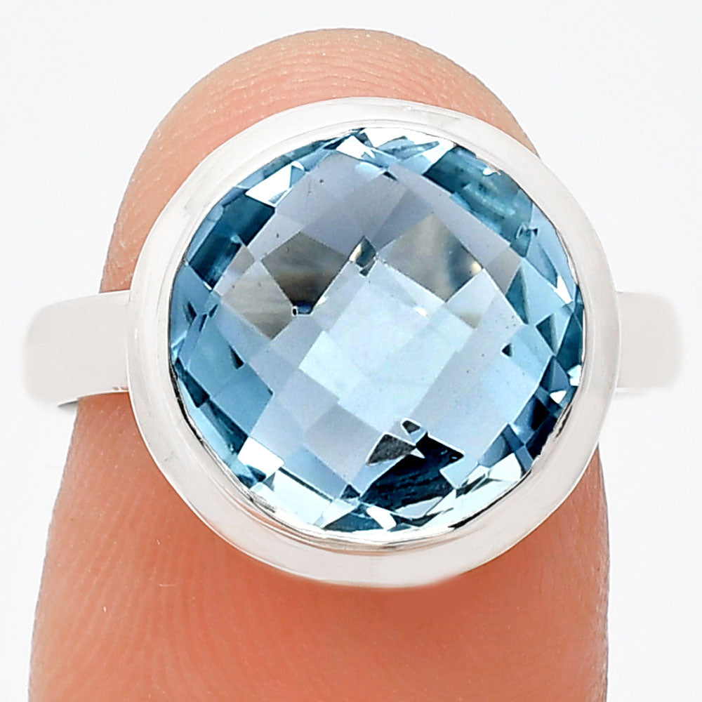 Premium Quality Sky Blue Topaz Checker Briolette Ring size-8 R-1007 13-ER10105