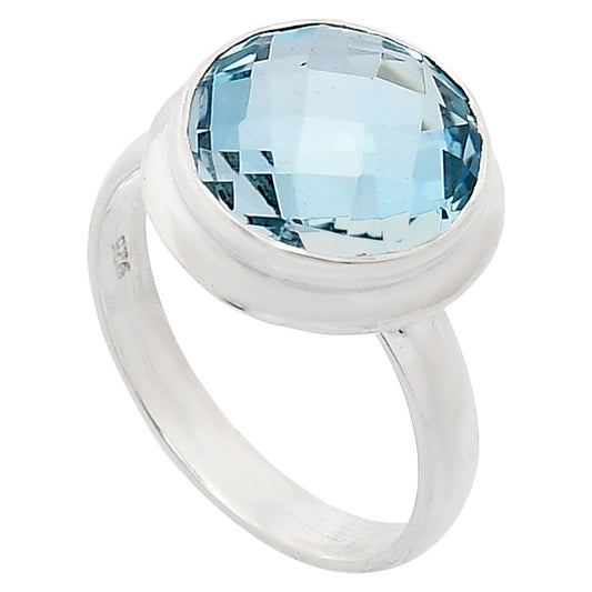 Premium Quality Sky Blue Topaz Checker Briolette Ring size-8 R-1007 13-ER10105