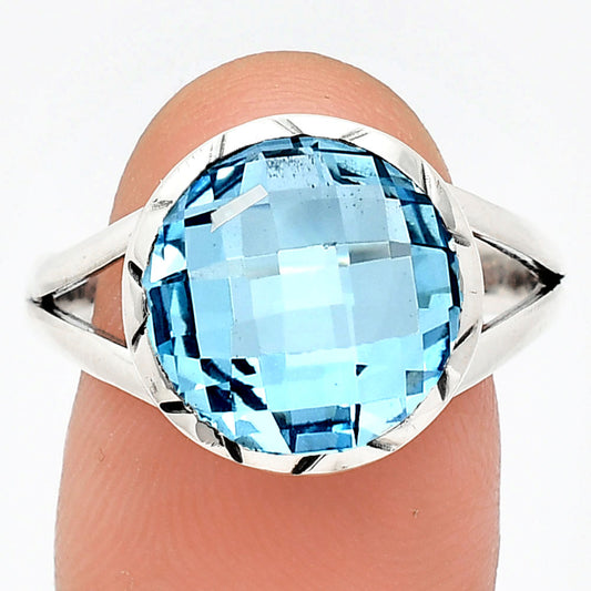 Premium Quality Sky Blue Topaz Checker Briolette Ring size-9.5 R-1074 13-ER10106