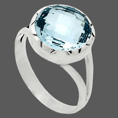 Premium Quality Sky Blue Topaz Checker Briolette Ring size-9.5 R-1074 13-ER10106