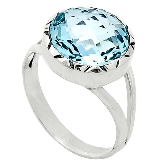 Premium Quality Sky Blue Topaz Checker Briolette Ring size-8.5 R-1074 13-ER10107