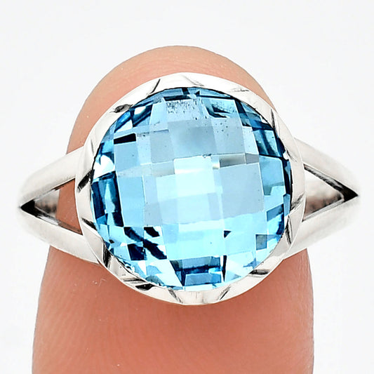 Premium Quality Sky Blue Topaz Checker Briolette Ring size-9.5 R-1074 13-ER10109