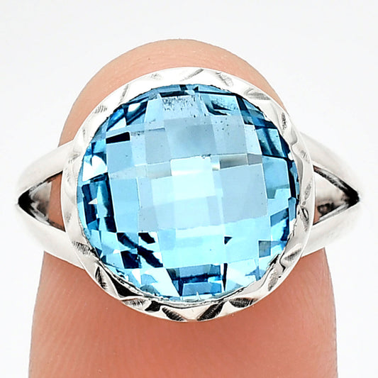 Premium Quality Sky Blue Topaz Checker Briolette Ring size-7.5 R-1074 13-ER10110