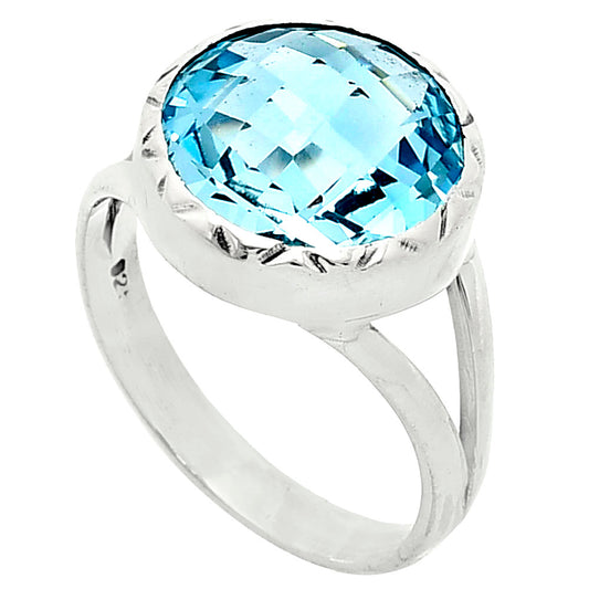 Premium Quality Sky Blue Topaz Checker Briolette Ring size-8 R-1074 13-ER10111