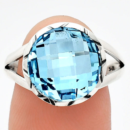 Premium Quality Sky Blue Topaz Checker Briolette Ring size-9 R-1074 13-ER10112