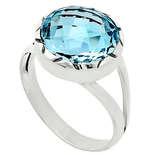 Premium Quality Sky Blue Topaz Checker Briolette Ring size-9 R-1074 13-ER10112