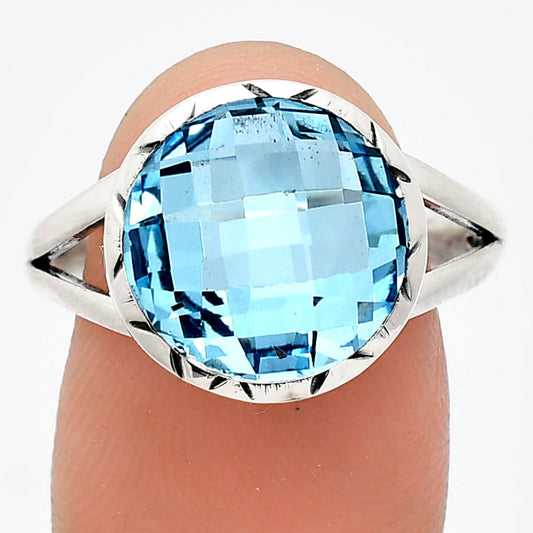 Premium Quality Sky Blue Topaz Checker Briolette Ring size-9.5 R-1074 13-ER10114