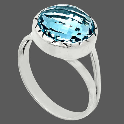 Premium Quality Sky Blue Topaz Checker Briolette Ring size-9.5 R-1074 13-ER10114