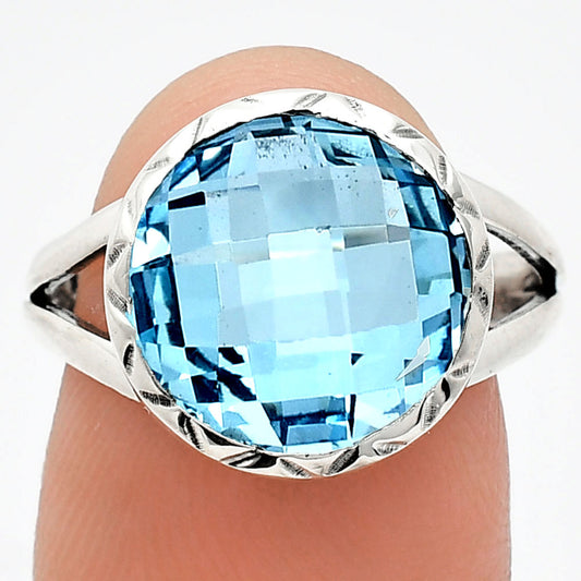 Premium Quality Sky Blue Topaz Checker Briolette Ring size-7.5 R-1074 13-ER10115