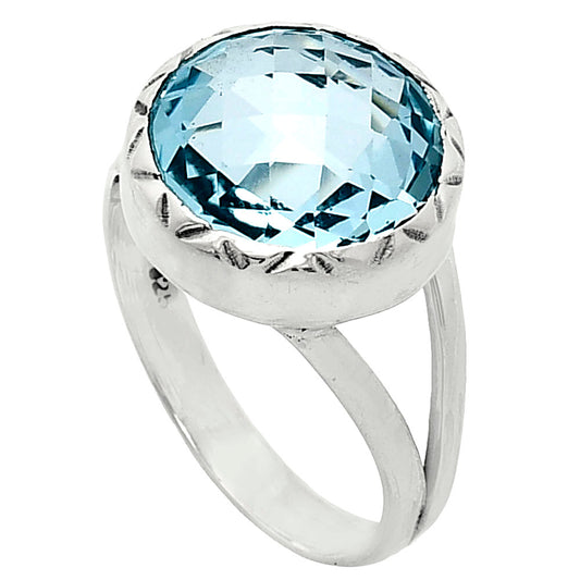 Premium Quality Sky Blue Topaz Checker Briolette Ring size-7.5 R-1074 13-ER10115