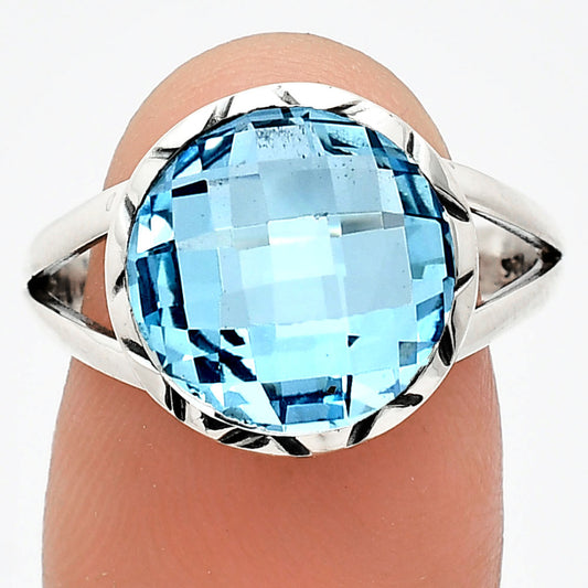 Premium Quality Sky Blue Topaz Checker Briolette Ring size-9 R-1074 13-ER10116