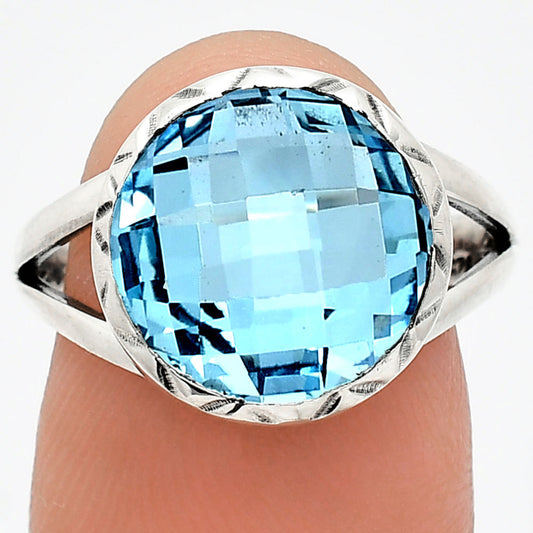 Premium Quality Sky Blue Topaz Checker Briolette Ring size-8 R-1074 13-ER10117