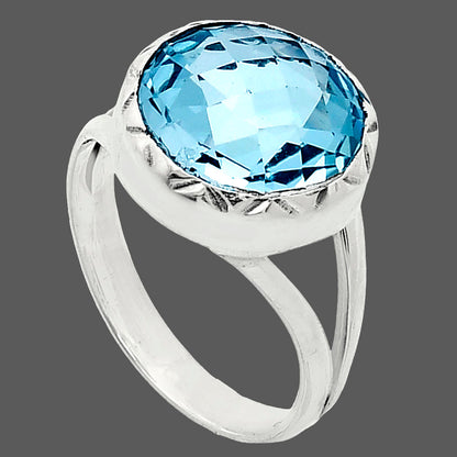 Premium Quality Sky Blue Topaz Checker Briolette Ring size-8 R-1074 13-ER10117