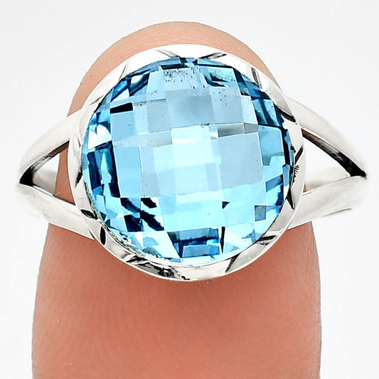 Premium Quality Sky Blue Topaz Checker Briolette Ring size-9.5 R-1074 13-ER10118