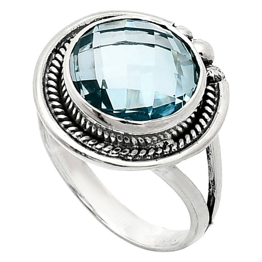 Premium Quality Sky Blue Topaz Checker Briolette Ring size-8 R-1148 13-ER10121