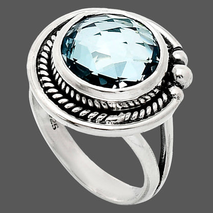 Premium Quality Sky Blue Topaz Checker Briolette Ring size-7 R-1148 13-ER10122