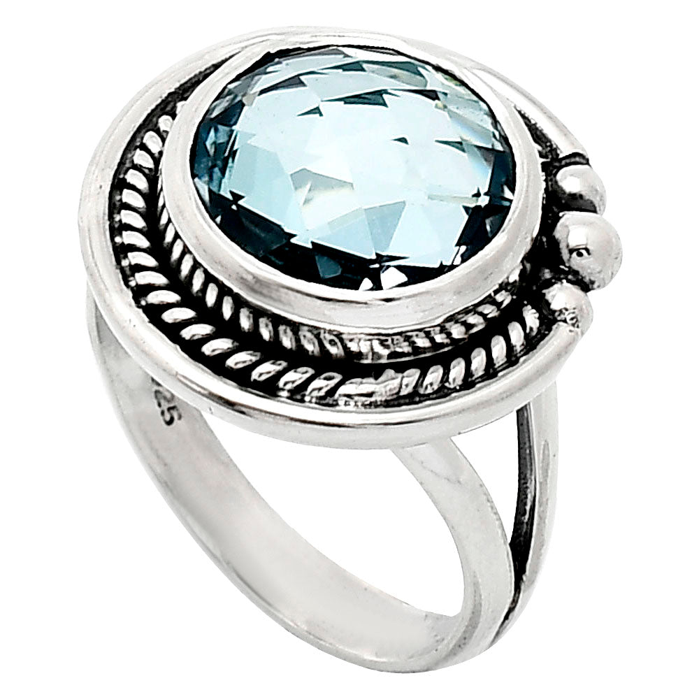 Premium Quality Sky Blue Topaz Checker Briolette Ring size-7 R-1148 13-ER10122