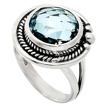 Premium Quality Sky Blue Topaz Checker Briolette Ring size-7 R-1148 13-ER10122