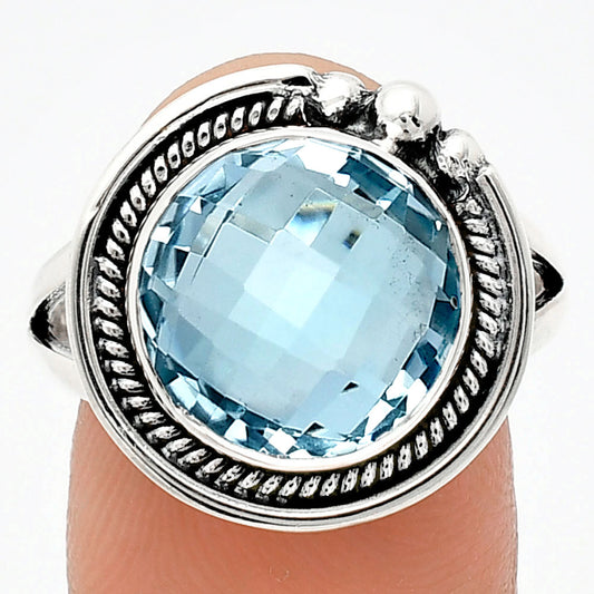 Premium Quality Sky Blue Topaz Checker Briolette Ring size-9.5 R-1148 13-ER10123