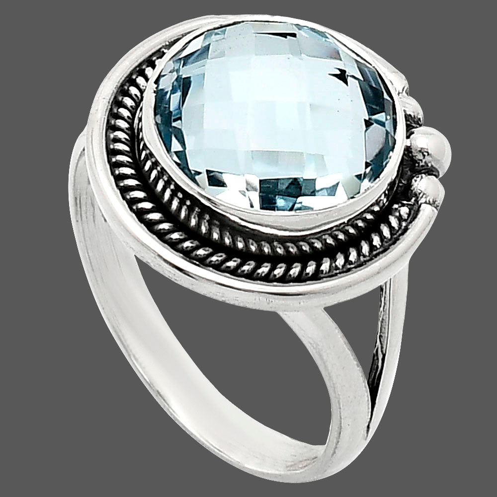 Premium Quality Sky Blue Topaz Checker Briolette Ring size-9.5 R-1148 13-ER10123