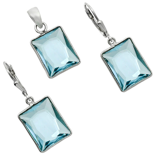 Premium Quality Sky Blue Topaz Pendant Earrings Set T-1015 13-ET10007