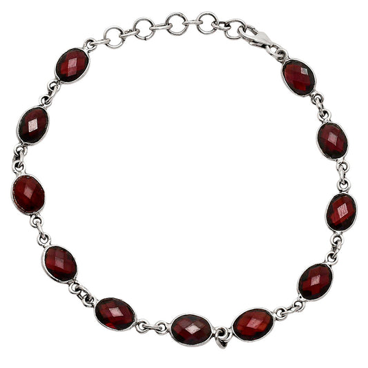 Premium Quality Hessonite Garnet Checker Briolette Bracelet B-1001 14-EB10066