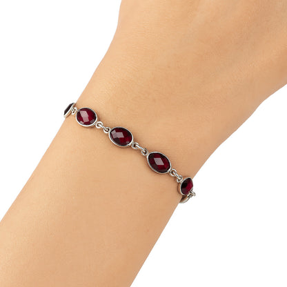 Premium Quality Hessonite Garnet Checker Briolette Bracelet B-1001 14-EB10066