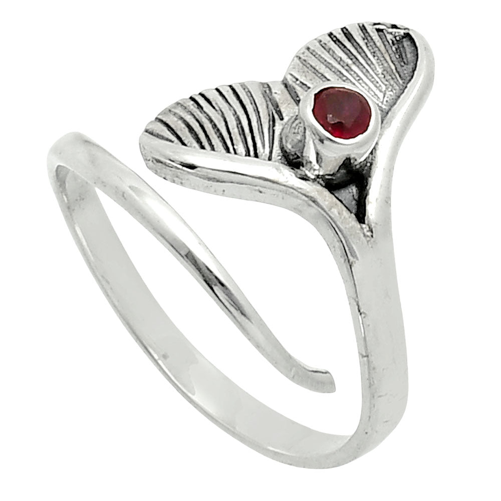 Premium Mermaid Tail Charm - Hessonite Garnet Ring size-7.5 R-1070 14-ER10150